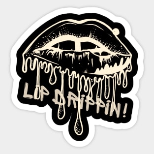 Golden Vintage Dripping Glossy Lips Art Effect Sticker